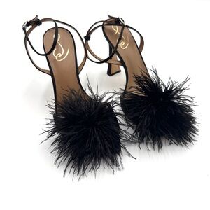 Sam Edelman Black Feathered Heels